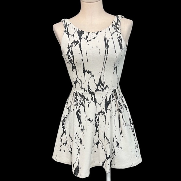 DESIGN LAB  & Lord and Taylor marbling effect sleeves skater dress - Picture 1 of 13
